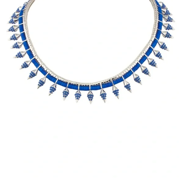 Noir Jewelry Lapis Stone Rhodium-Plated Spike “Rippling Water” Necklace - NWT
